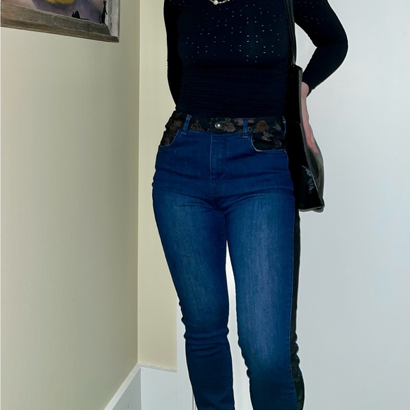 Pilcro Ultra High-Rise Floral Contrast Painted Colorblock Skinny Jeans Anthro - Picture 11 of 12